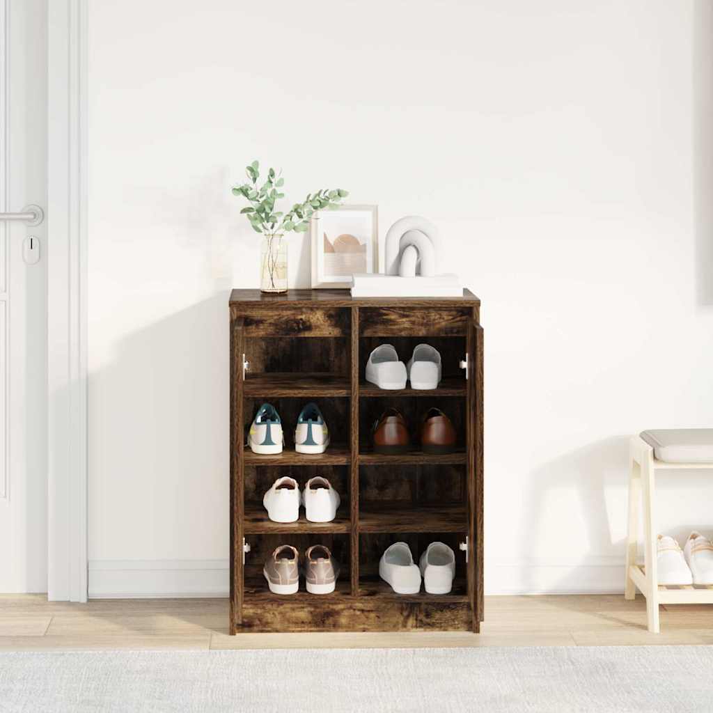 vidaXL Shoe Cabinet Smoked Oak 57x34x76 cm Engineered Wood 3