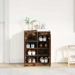 vidaXL Shoe Cabinet Smoked Oak 57x34x76 cm Engineered Wood 3