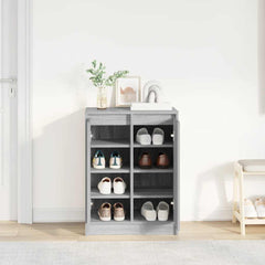 vidaXL Shoe Cabinet Grey Sonoma 57x34x76 cm Engineered Wood 3