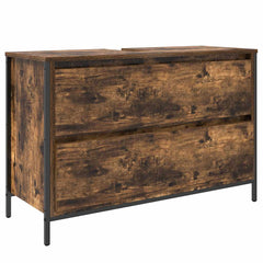 vidaXL Bathroom Basin Cabinet with Drawers Smoked Oak 90x34.5x60 cm 2