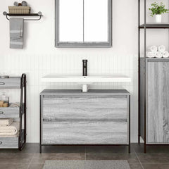 vidaXL Bathroom Basin Cabinet with Drawers Grey Sonoma 90x34.5x60 cm 3