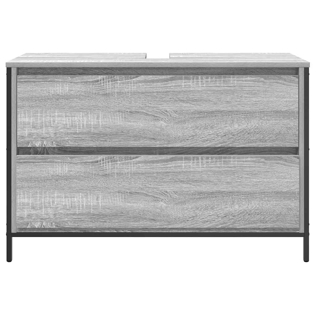 vidaXL Bathroom Basin Cabinet with Drawers Grey Sonoma 90x34.5x60 cm 6