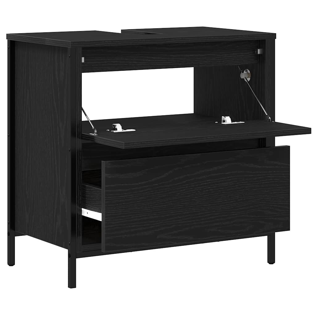 Bathroom Basin Cabinet with Drawers 60x34,5x60 cm Black oak