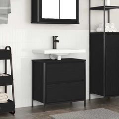 vidaXL Bathroom Basin Cabinet with Drawers Black Oak 60x34.5x60 cm 1