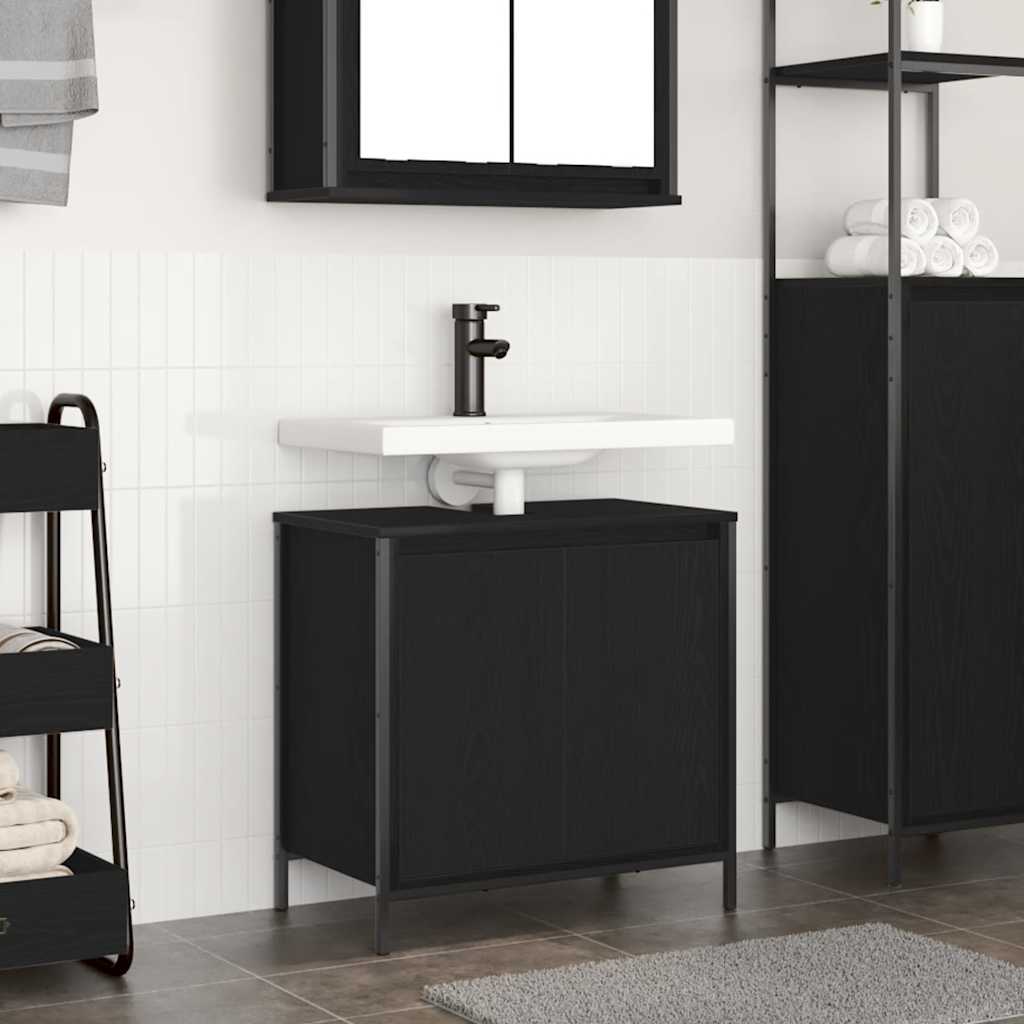 vidaXL Bathroom Basin Cabinet Black 60x34.5x60 cm 1