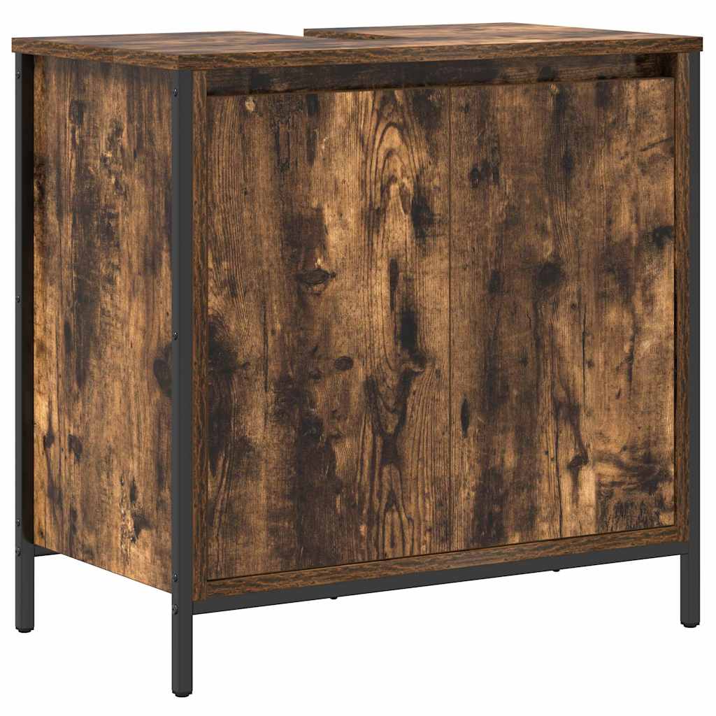 vidaXL Bathroom Basin Cabinet Smoked Oak 60x34.5x60 cm 2