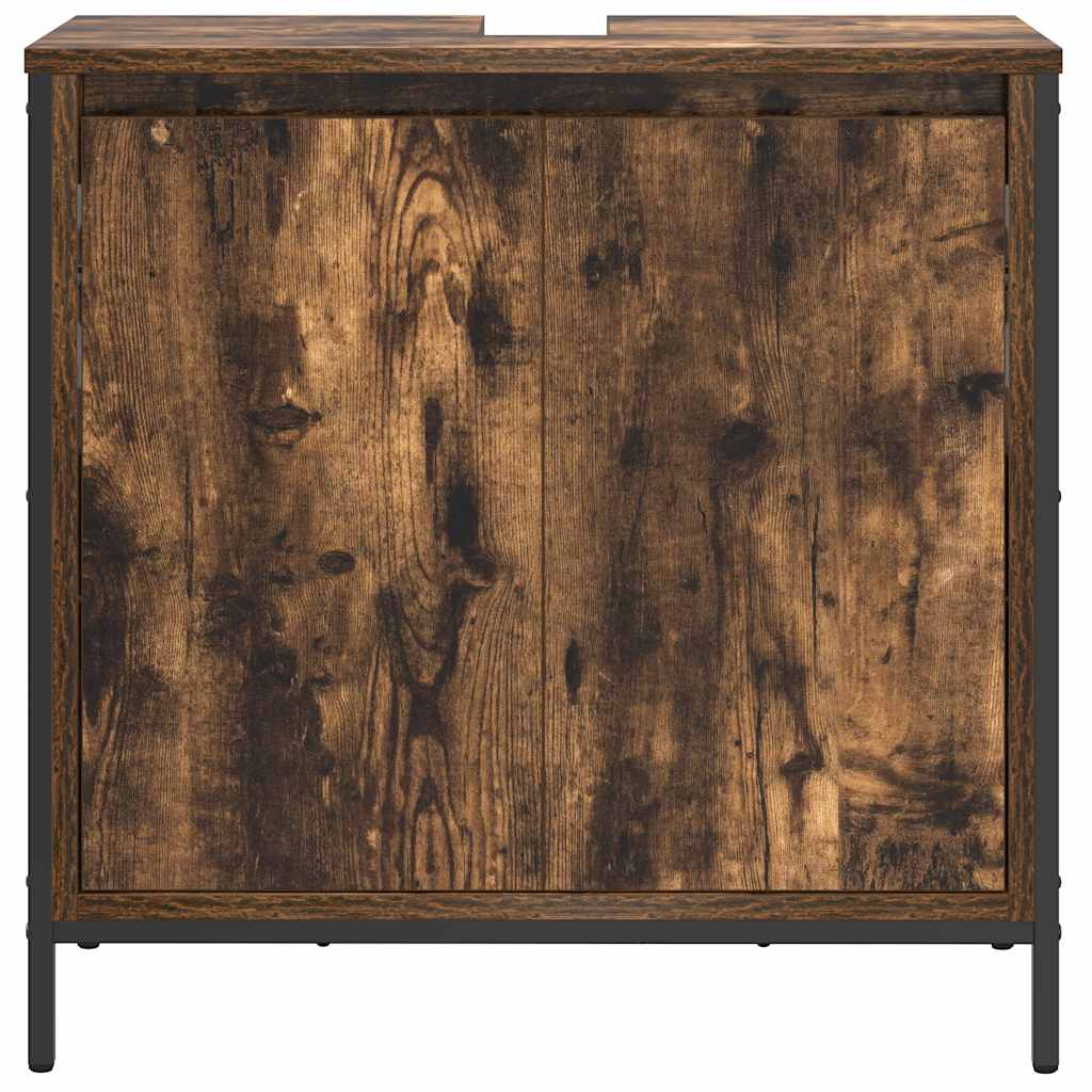 vidaXL Bathroom Basin Cabinet Smoked Oak 60x34.5x60 cm 6