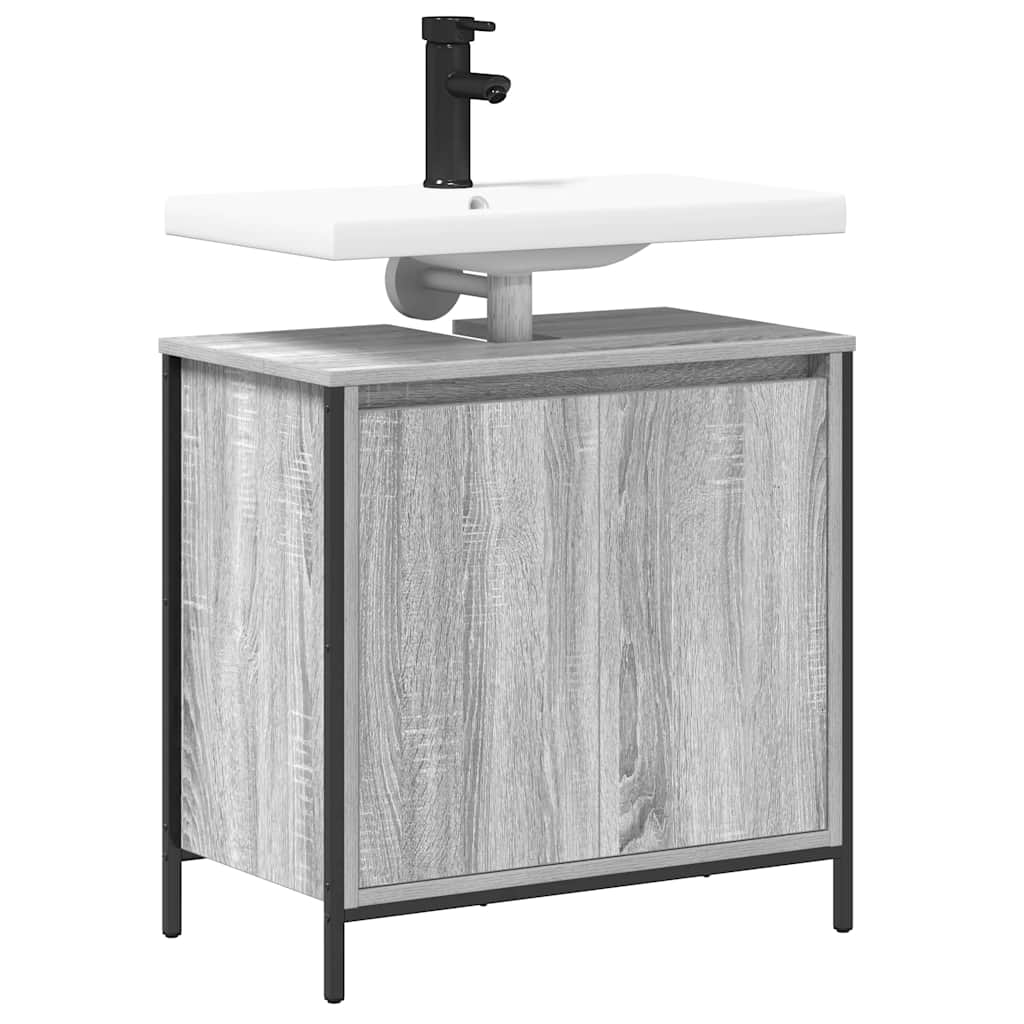 vidaXL Bathroom Basin Cabinet Grey Sonoma 60x34.5x60 cm 4