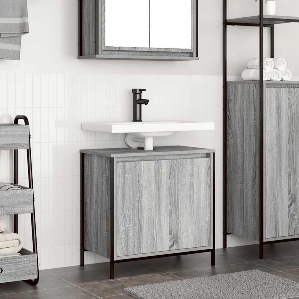 vidaXL Bathroom Basin Cabinet Grey Sonoma 60x34.5x60 cm 1