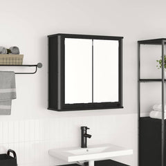 Bathroom Wall Cabinet with Mirror 60x21x60 cm Black oak