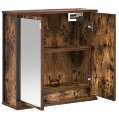 vidaXL Bathroom Wall Cabinet with Mirror Smoked Oak 60x21x60 cm 4