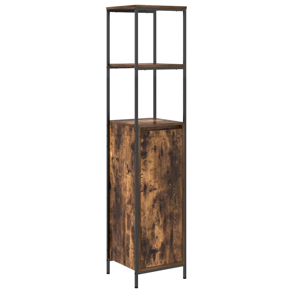 vidaXL Bathroom Cabinet with Shelves Smoked Oak 36x35x165 cm 2