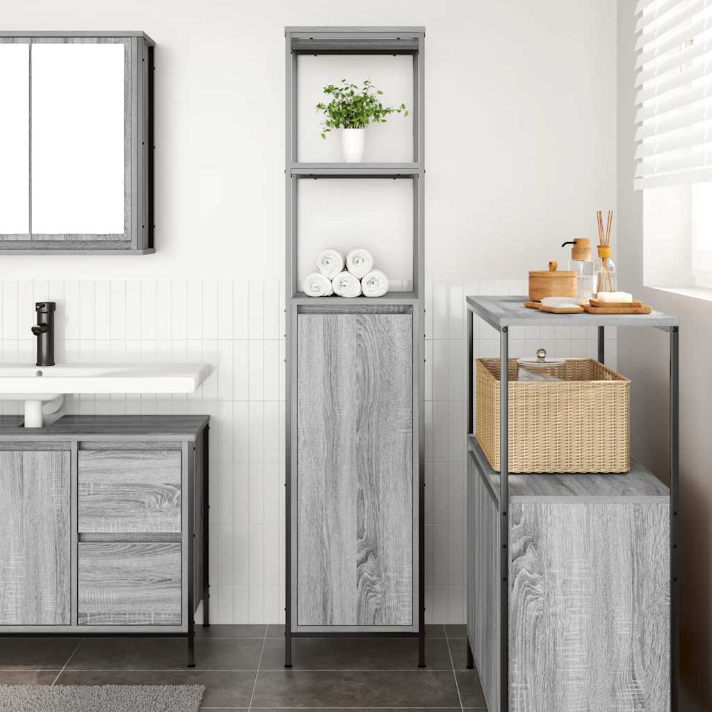 Bathroom Cabinet with Shelves 36x35x165 cm Grey sonoma