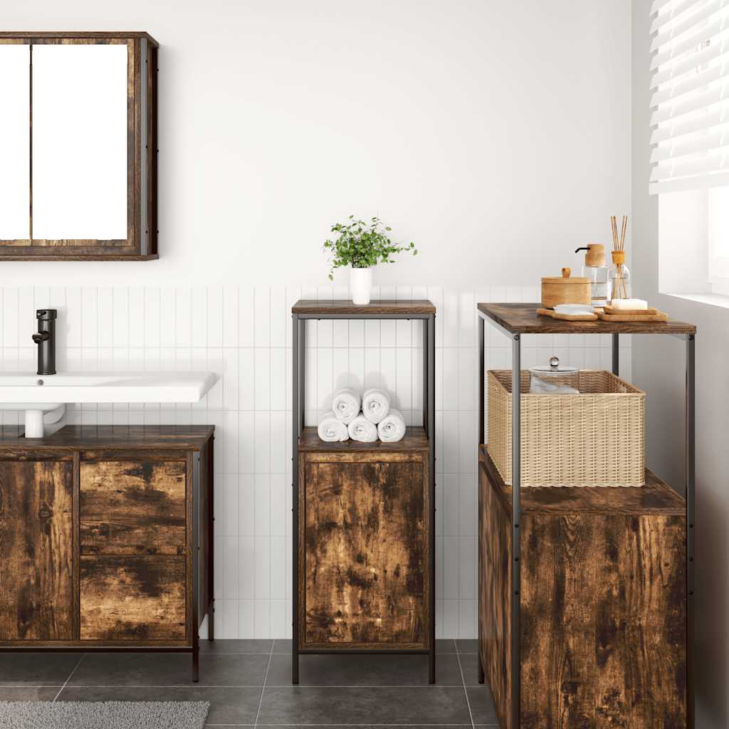 vidaXL Bathroom Cabinet with Shelves Smoked Oak 36x35x95 cm 3