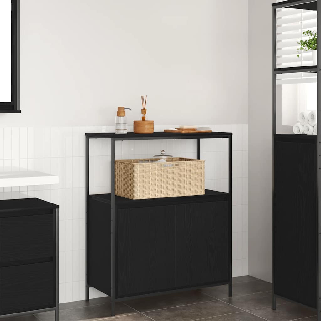 Bathroom Cabinet with Shelves 76,5x35x95 cm Black oak