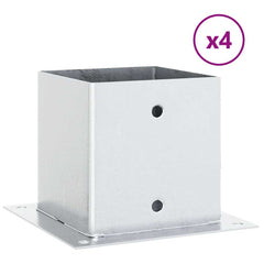 vidaXL Post Bases Square 4 pcs Silver 141x141 mm Galvanised Steel 2