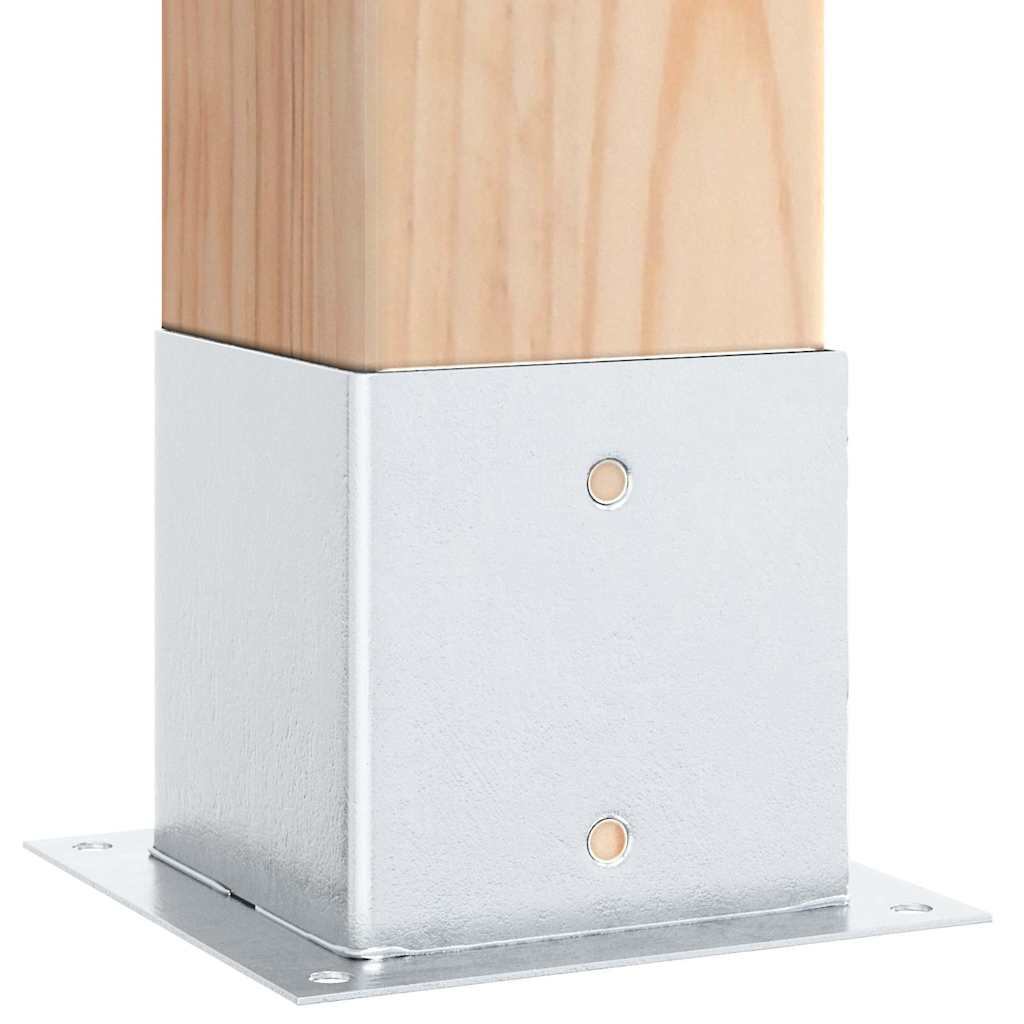vidaXL Post Bases Square 4 pcs Silver 141x141 mm Galvanised Steel 5