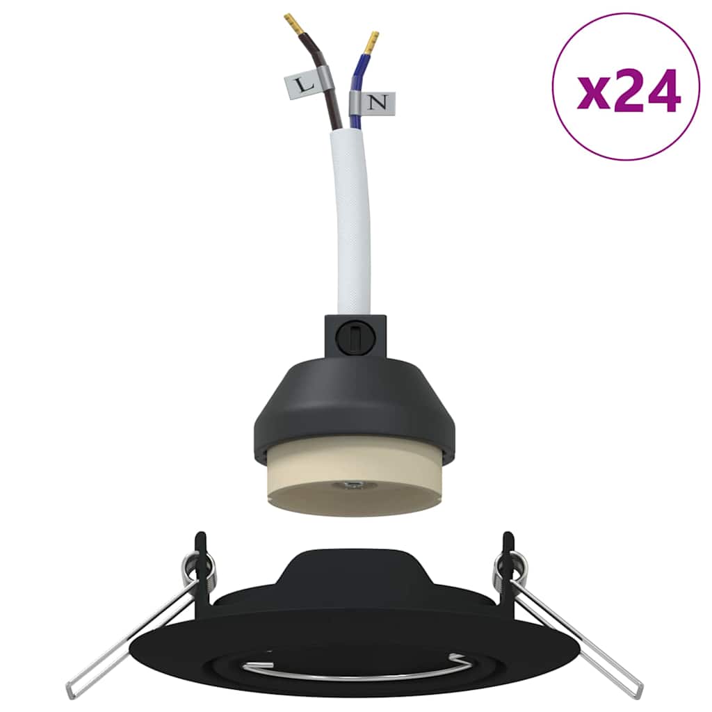 vidaXL Spotlight 24 pcs Black 9 x 9 x 2.5 cm Metal 4
