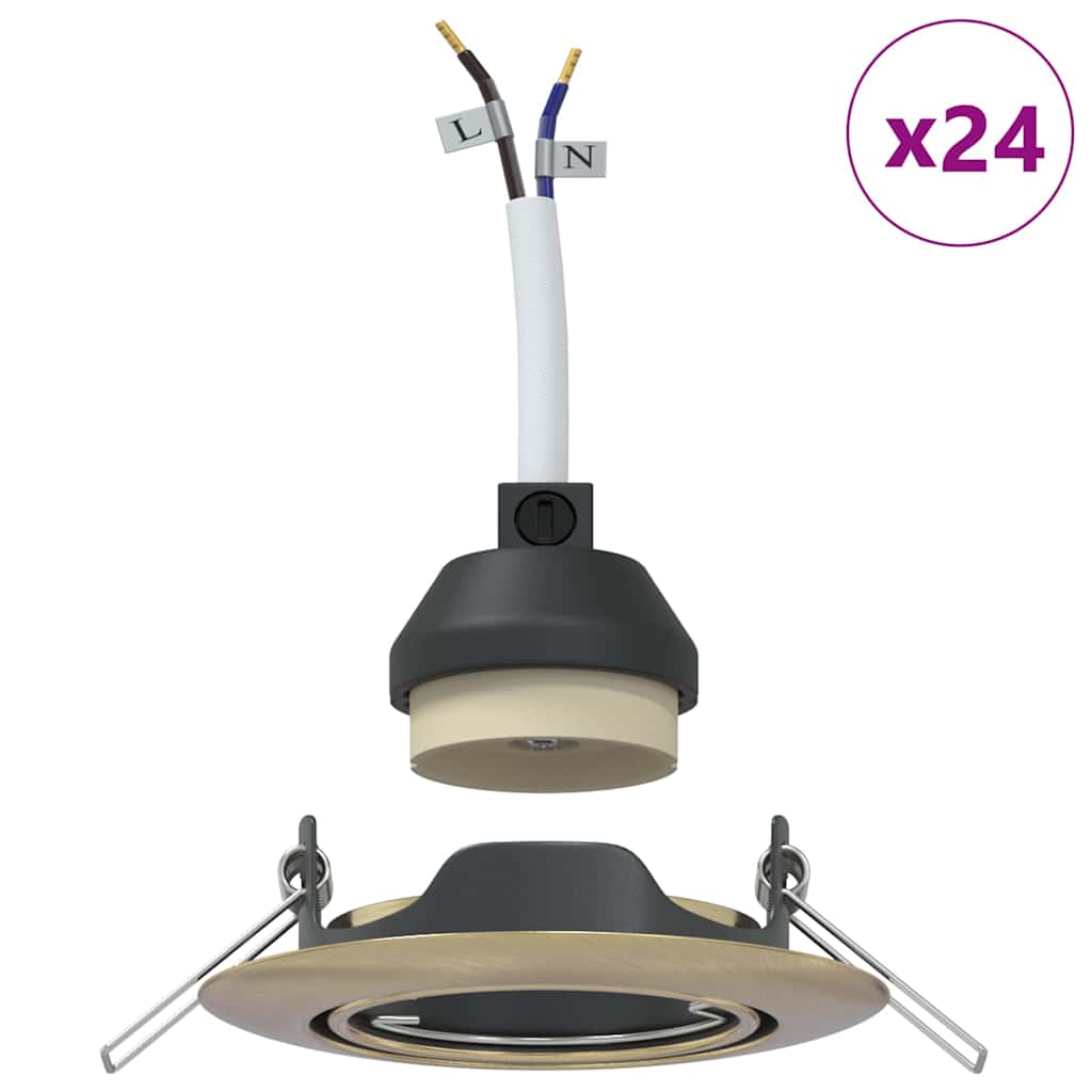 vidaXL Spotlight 24 pcs Brass 9 x 9 x 2.5 cm Metal 4