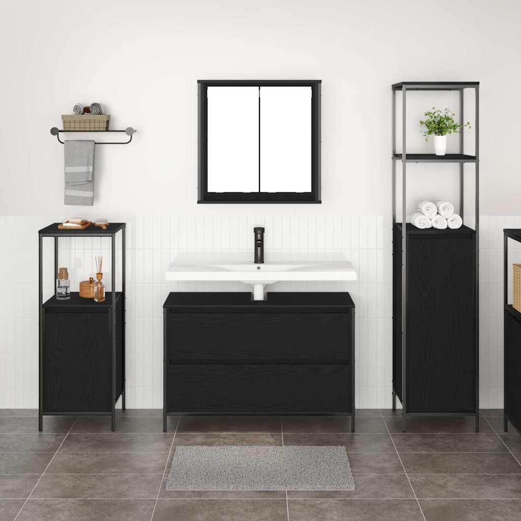 Bathroom Furniture Set 3 pcs 90 x 34.5 x 60 cm Black oak