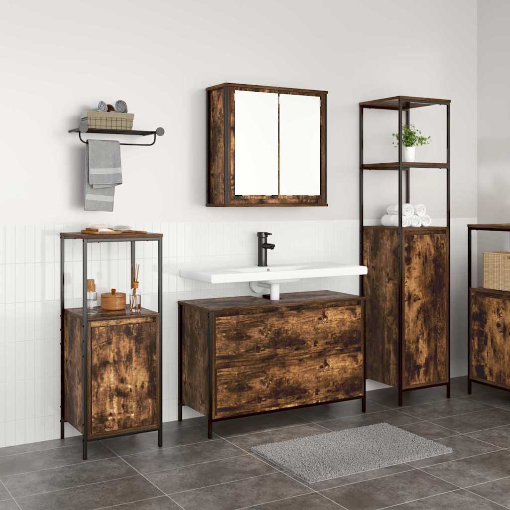Bathroom Furniture Set 3 pcs 90 x 34.5 x 60 cm Smoked oak