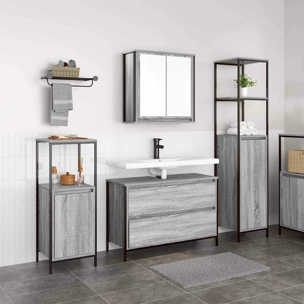 Bathroom Furniture Set 3 pcs 90 x 34.5 x 60 cm Grey sonoma
