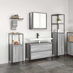Bathroom Furniture Set 3 pcs 90 x 34.5 x 60 cm Grey sonoma
