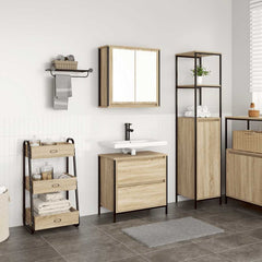 2 Piece Bathroom Furniture Set Engineered Wood Sonoma oak Basin cabinet + wall cabinet