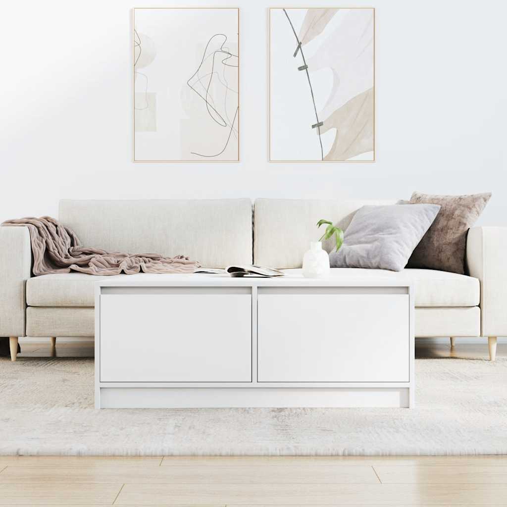 Coffee Table with Drawers 70,5x70x40 cm White 100 cm 100 cm