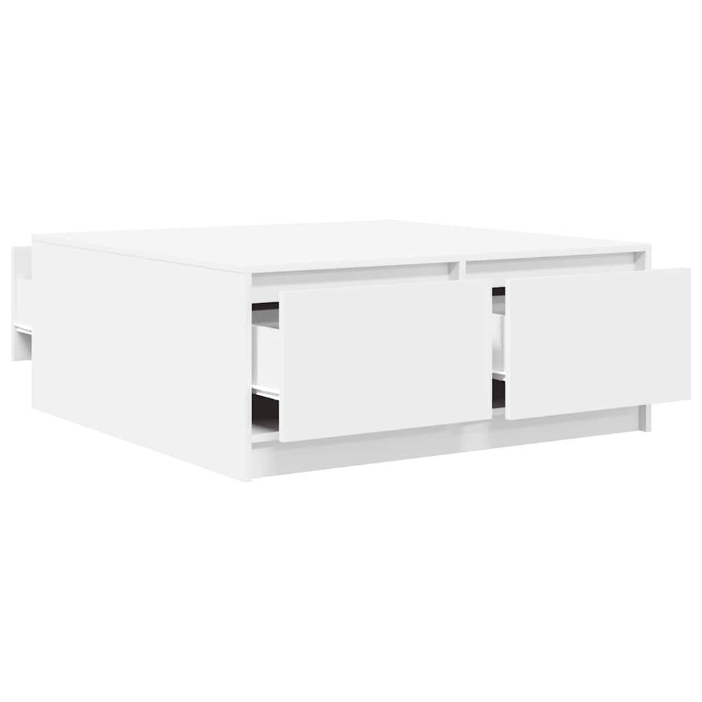 Coffee Table with Drawers 70,5x70x40 cm White 100 cm 100 cm