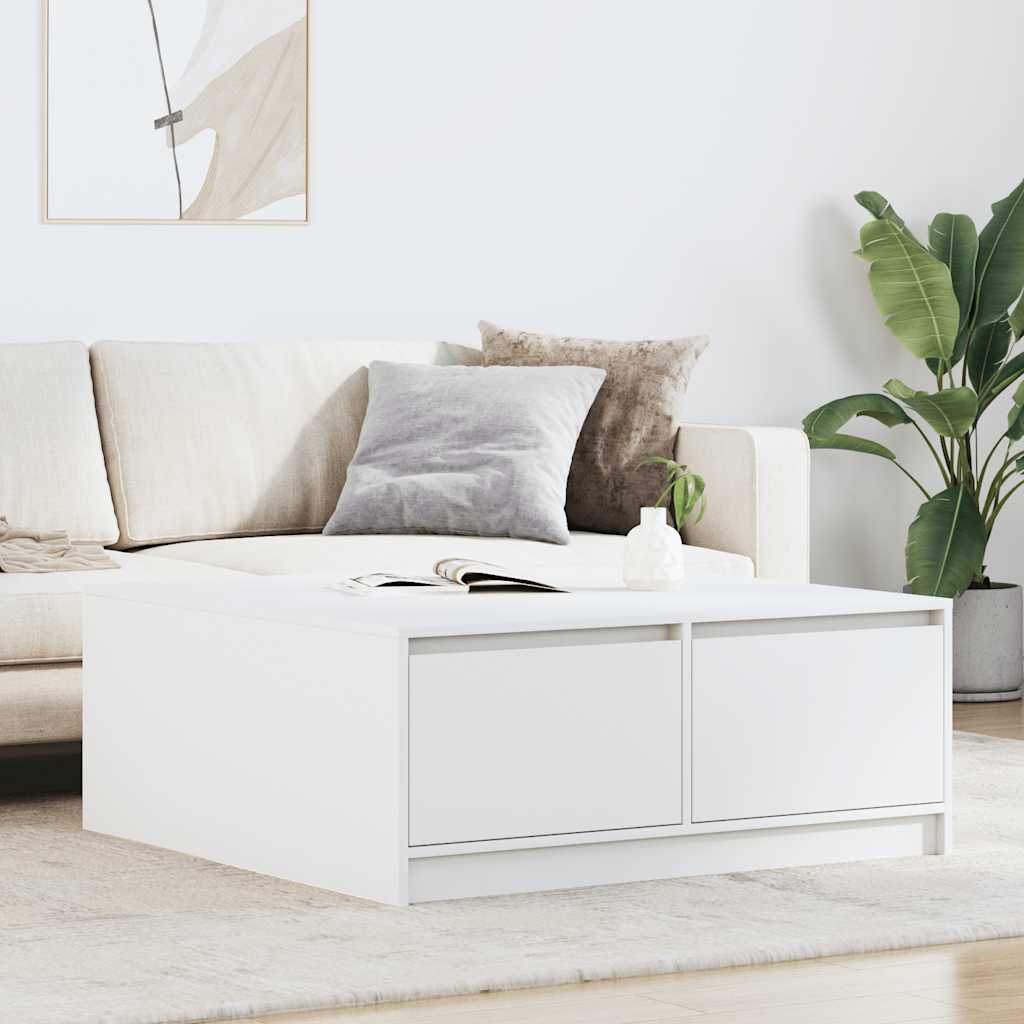 Coffee Table with Drawers 70,5x70x40 cm White 100 cm 100 cm