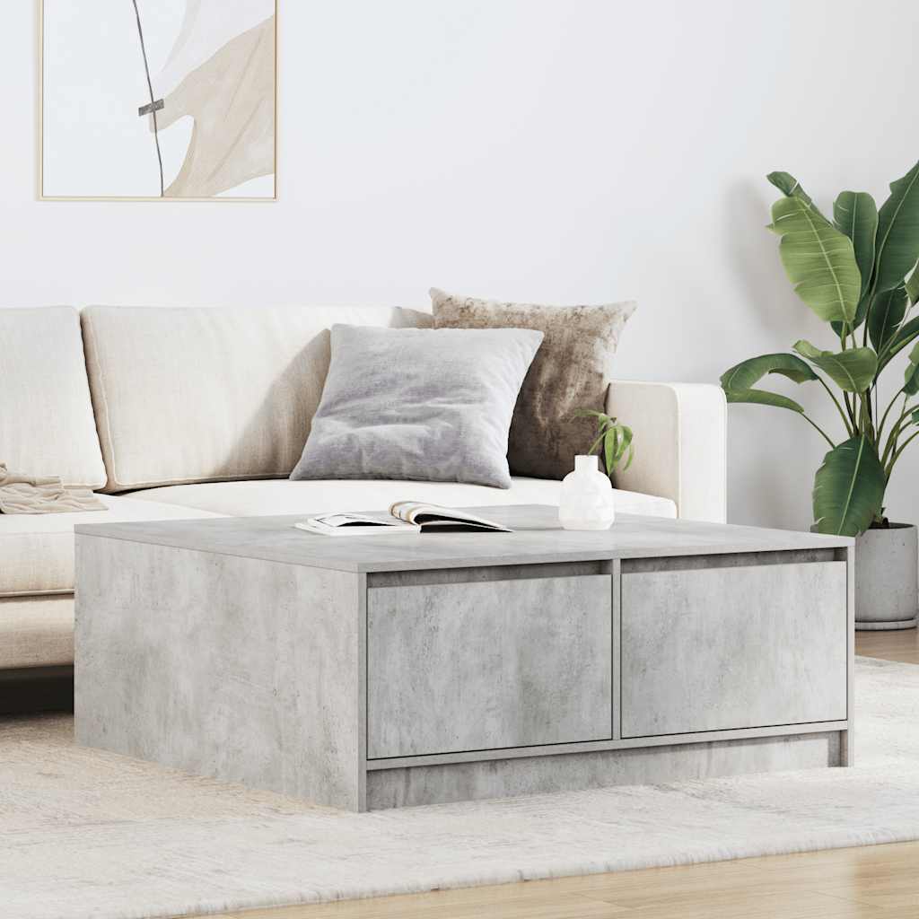 Coffee Table with Drawers 70,5x70x40 cm Concrete grey 100 cm 100 cm