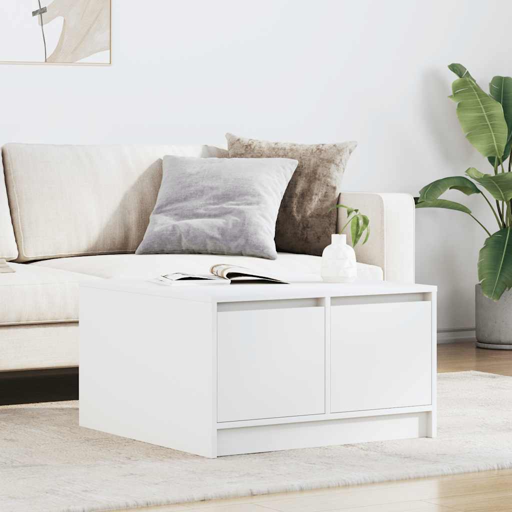 Coffee Table with Drawers 70,5x70x40 cm White 70.5 cm 70 cm