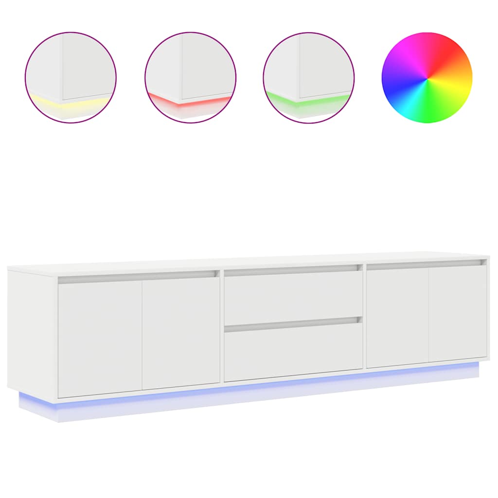 TV Cabinet with LED Lights 193.5x41x50 cm White