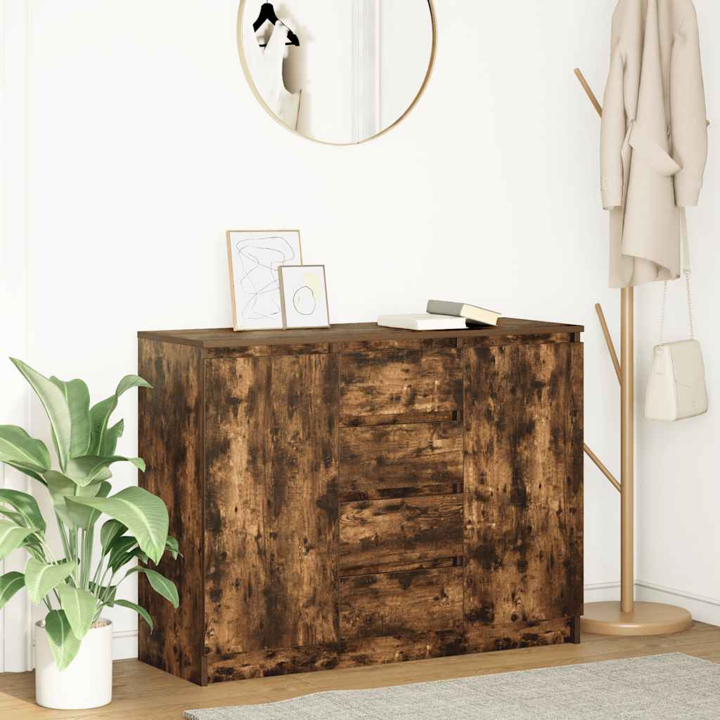 Sideboard with Drawers 100.5x35x76 cm Smoked oak