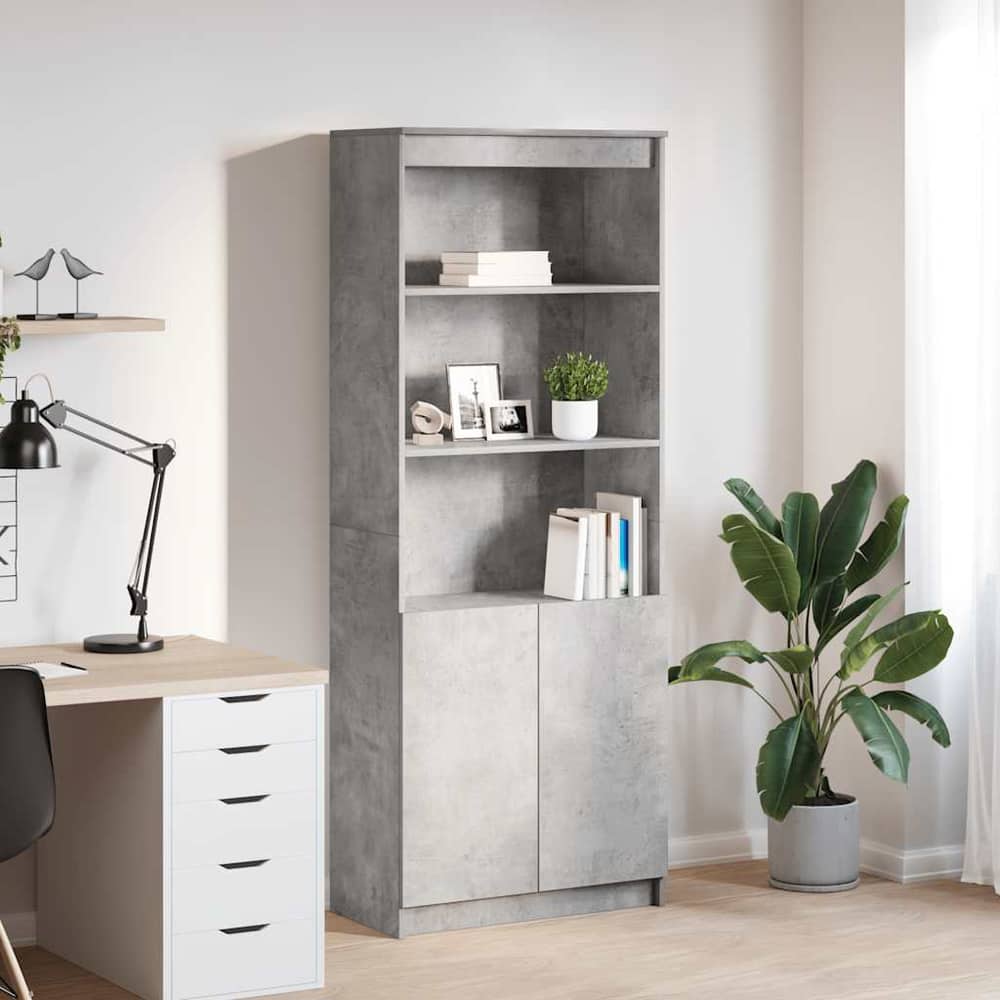 Highboard 70x35x180 cm Engineered Wood Concrete grey