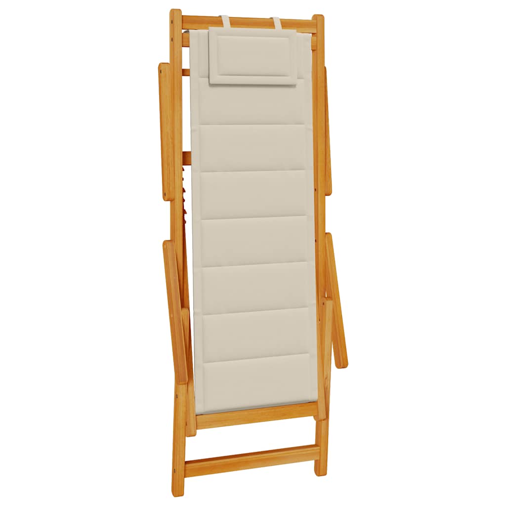 vidaXL Folding Chair with Armrests Taupe Acacia Wood & Textilene 4