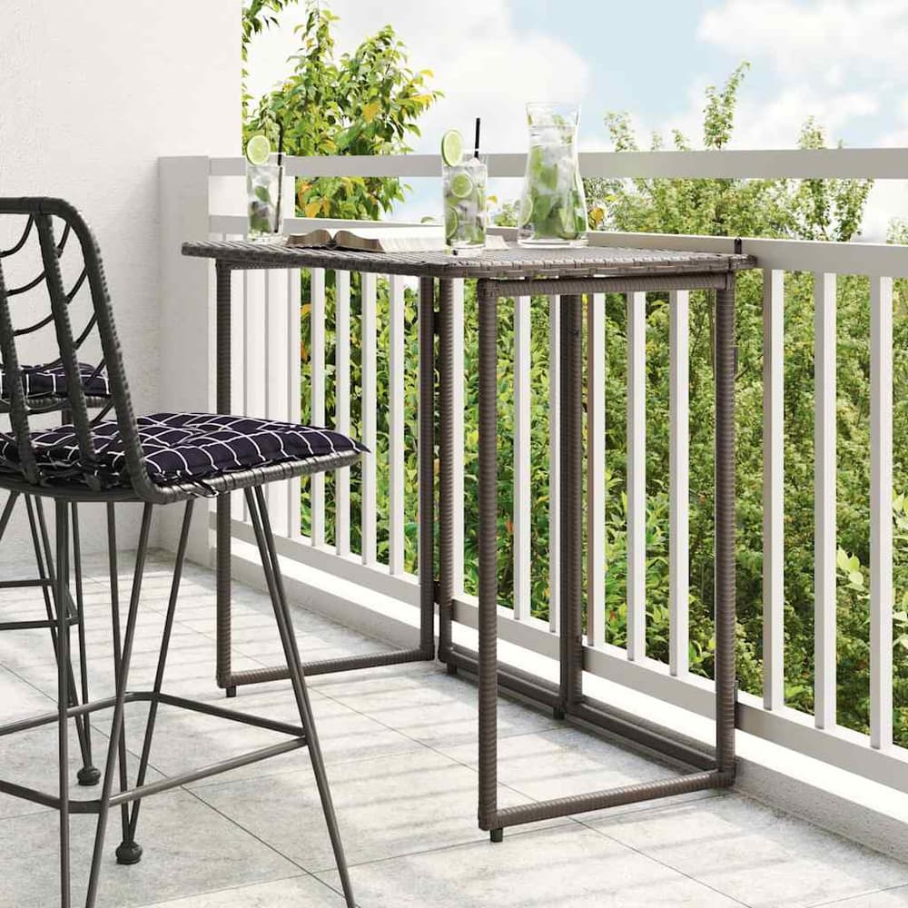 Folding Garden Table 90x51x75 cm Poly Rattan Brown