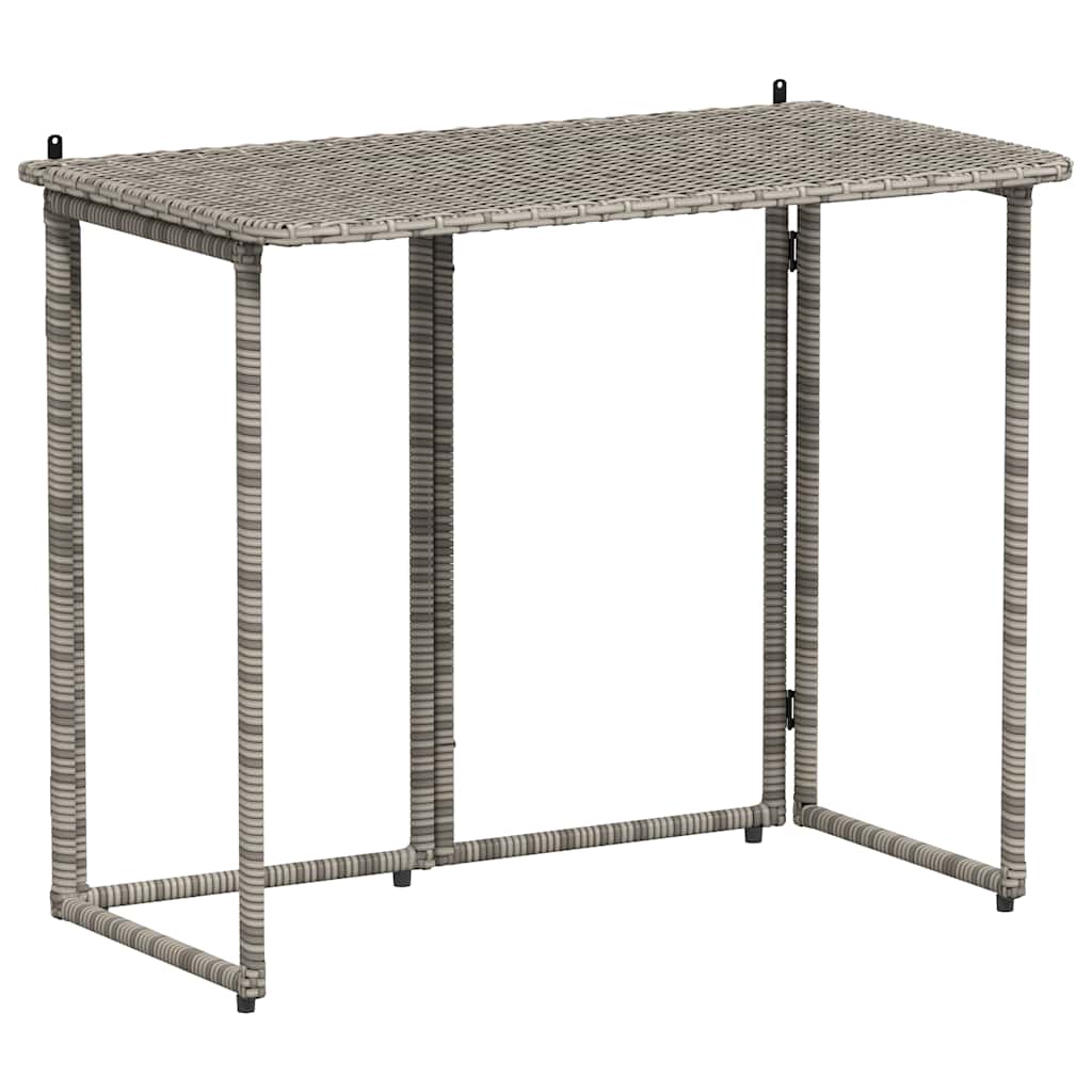 vidaXL Folding Garden Table Grey 90x51x75 cm Poly Rattan 2