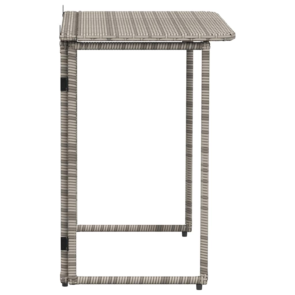 Folding Garden Table 90x51x75 cm Poly Rattan Grey