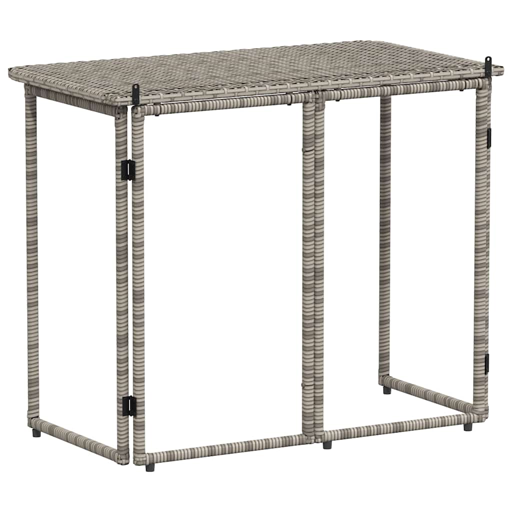 Folding Garden Table 90x51x75 cm Poly Rattan Grey