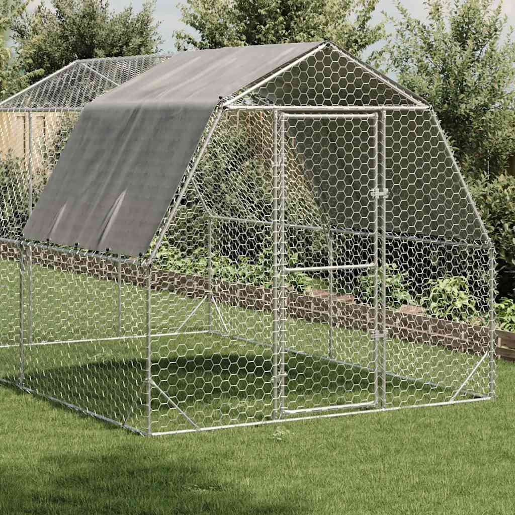 Chicken Run with Roof 2,5x4x2,25 m Galvanised Steel 2.5 x 4 x 2.25 m