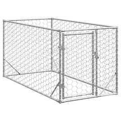 Outdoor Dog Kennel with Door Galvanised Steel 2 m 1 m