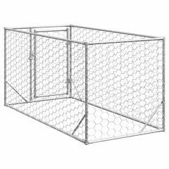 Outdoor Dog Kennel with Door Galvanised Steel 2 m 1 m