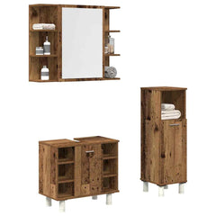 3 Piece Bathroom Furniture Set Engineered Wood Old wood