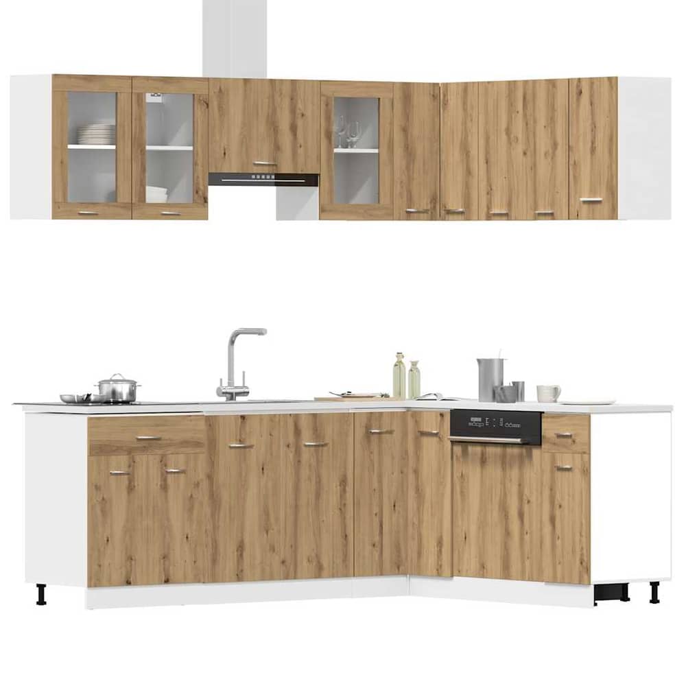11 Piece Kitchen Cabinet Set Lyon" Engineered Wood Artisian oak
