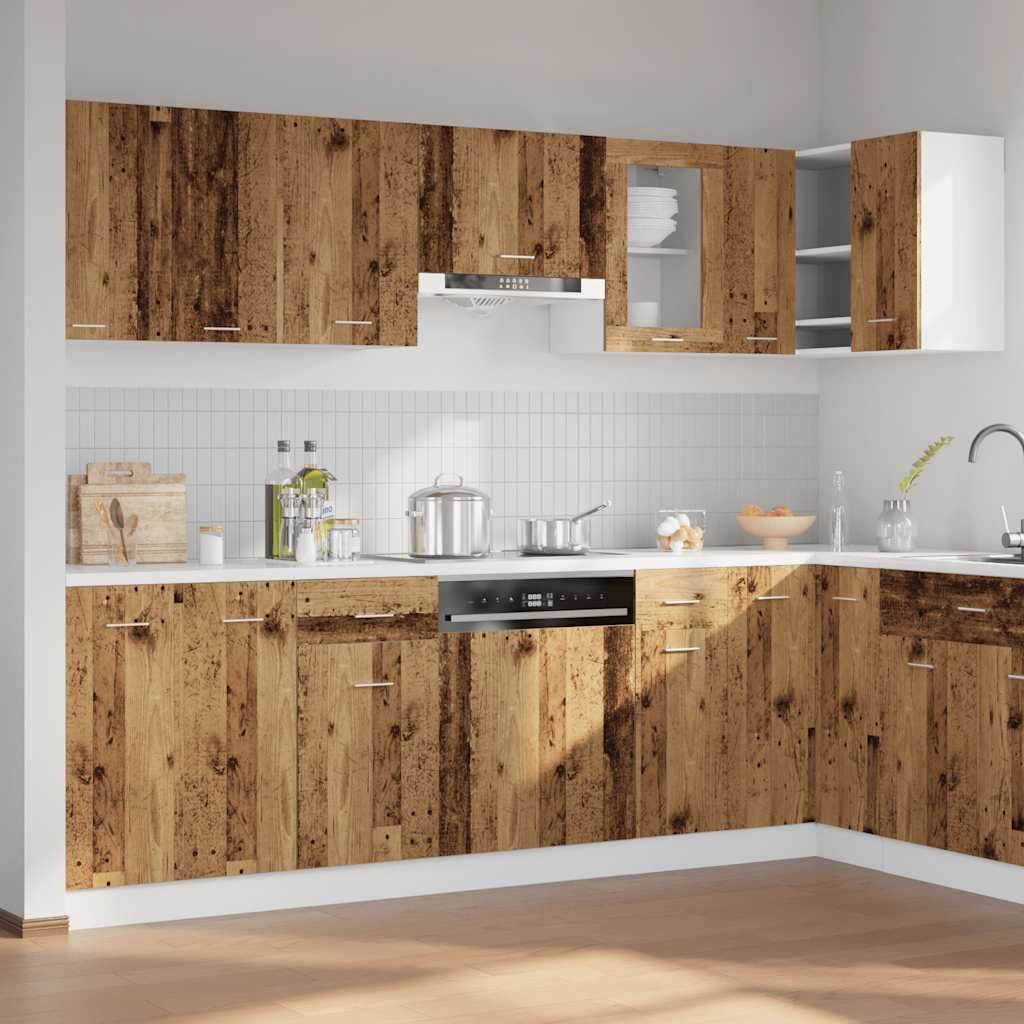 11 Piece Kitchen Cabinet Set Lyon" Engineered Wood Old wood