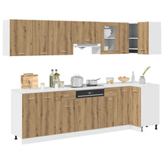 11 Piece Kitchen Cabinet Set Lyon" Engineered Wood Artisan oak