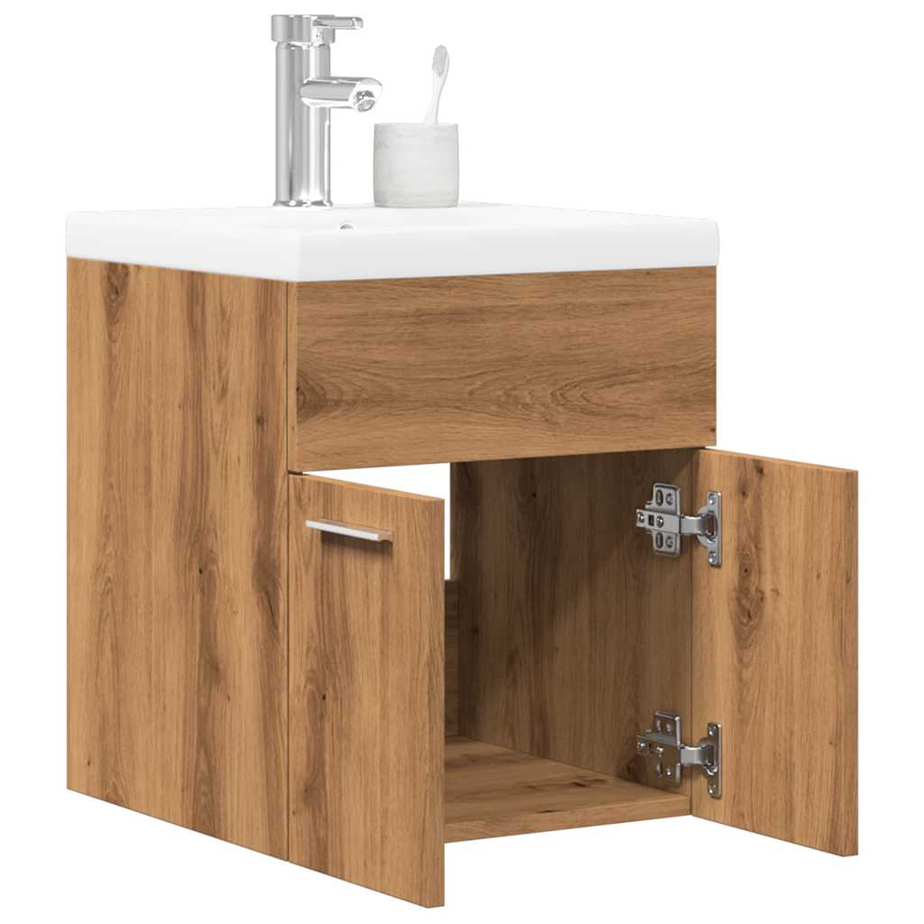 Sink Cabinet with Built-in Basin Engineered Wood 41 x 38.5 x 46 cm Artisan oak