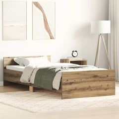 Bed Frame without Mattress 90x190 cm Engineered Wood Artisan oak